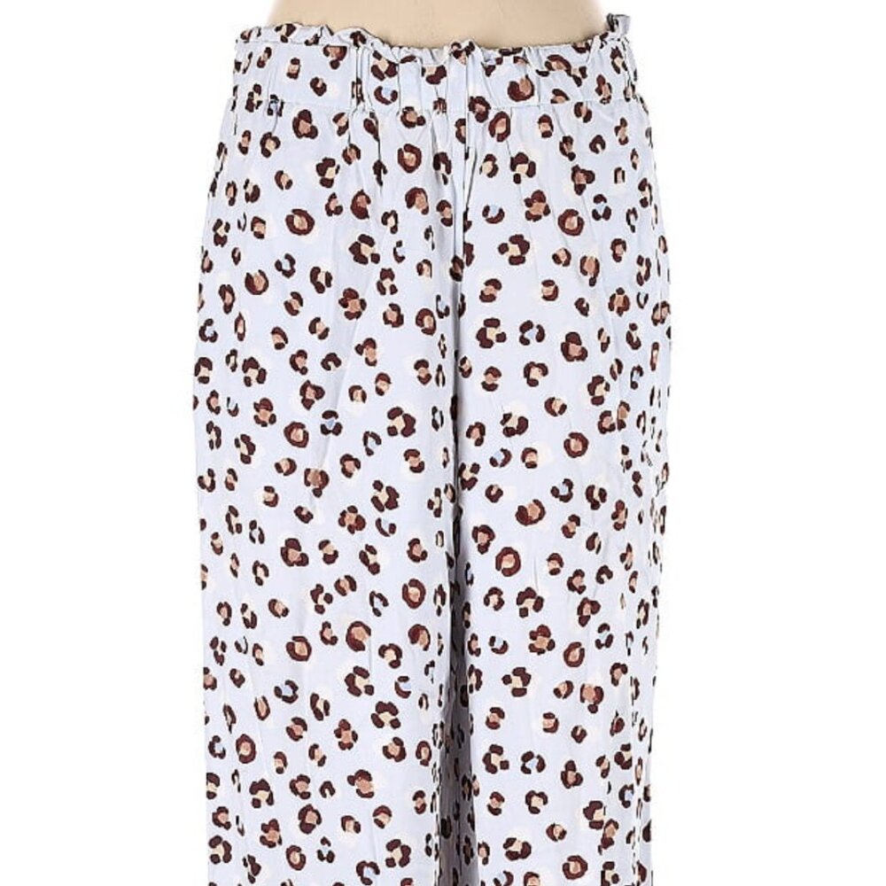 Ann Taylor | Light Blue | Cheetah Print | Wide Leg High Waist Pants